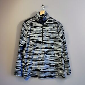 Exertek Women’s 1X Gray Black Camo Quarter Zip Fleece Pullover Athletic